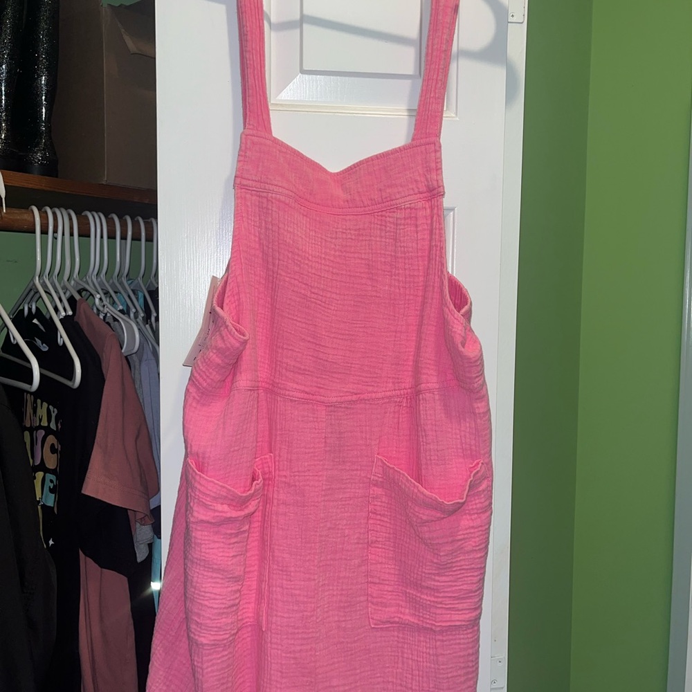 Pink Sleeveless Romper with Pockets